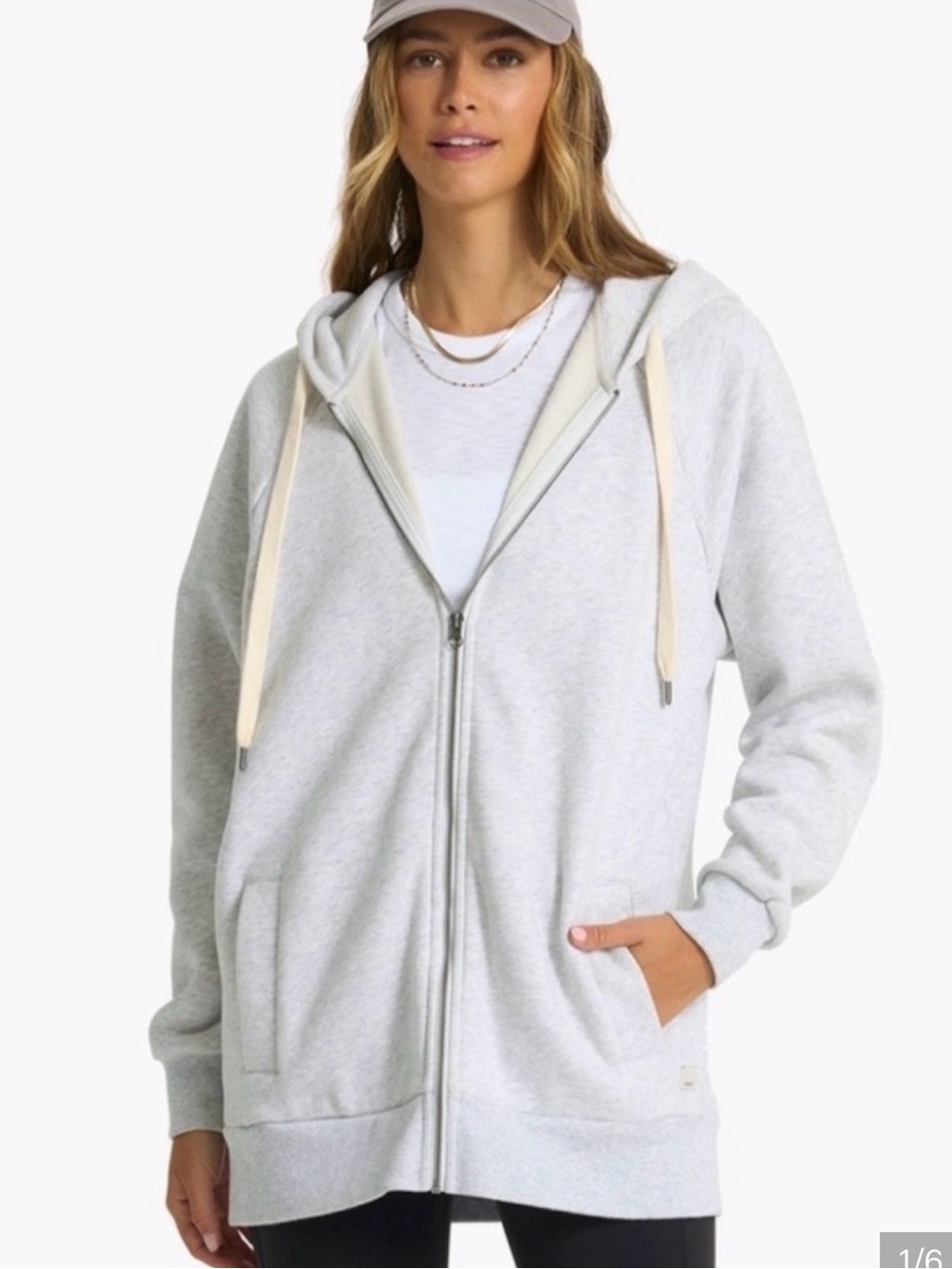 Vuori Gray Zip-Up Long Hoodie